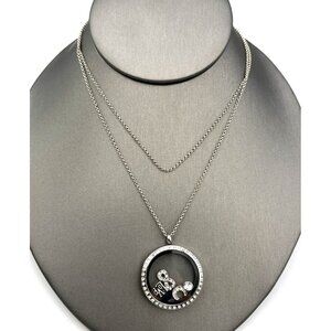 Origami Owl Locket Necklace Inspirational Charm Crystal Love Infinity 32"